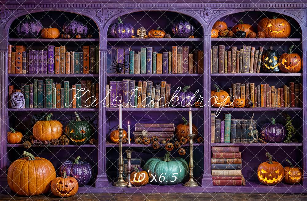 Kate Halloween Magic Purple Bookcase Backdrop Designed by Emetselch - Kate Backdrop AU