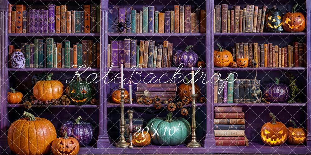Kate Halloween Magic Purple Bookcase Backdrop Designed by Emetselch - Kate Backdrop AU