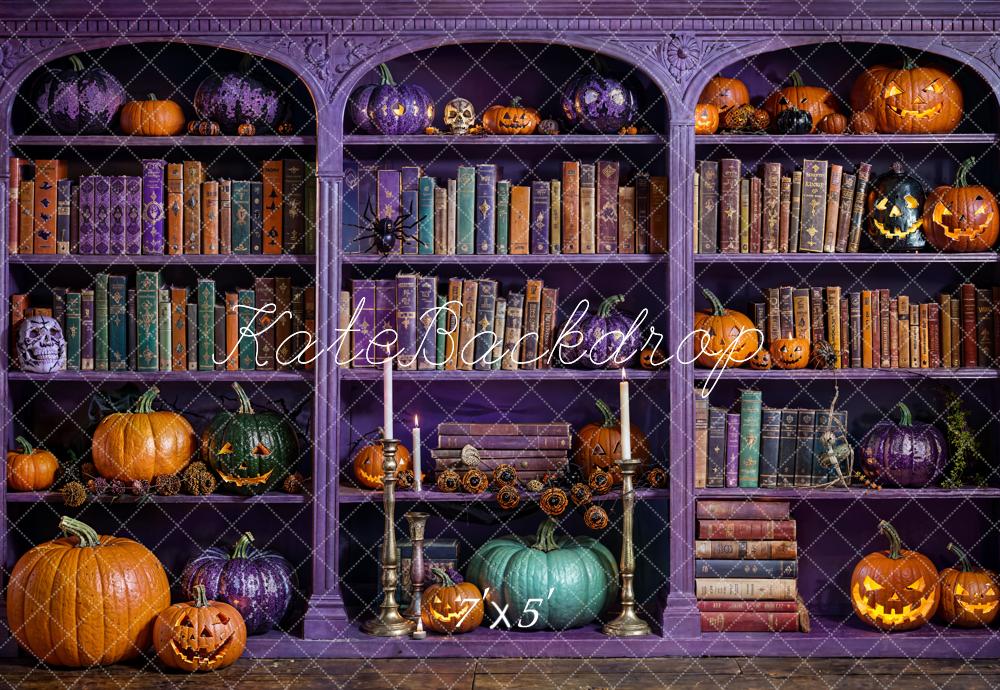 Kate Halloween Magic Purple Bookcase Backdrop Designed by Emetselch - Kate Backdrop AU
