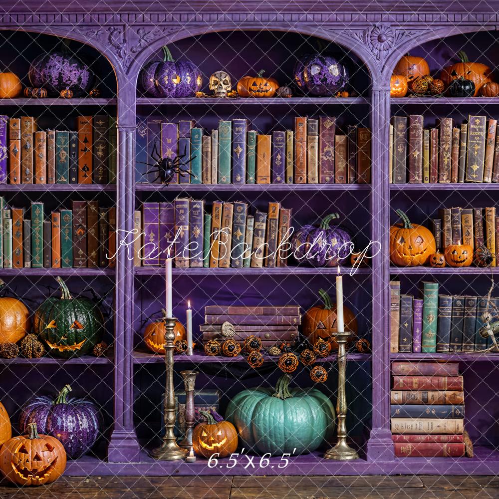 Kate Halloween Magic Purple Bookcase Backdrop Designed by Emetselch - Kate Backdrop AU