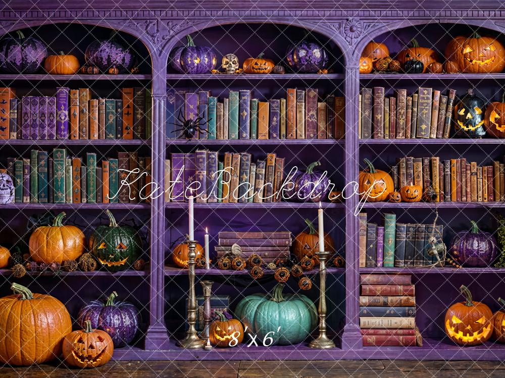 Kate Halloween Magic Purple Bookcase Backdrop Designed by Emetselch - Kate Backdrop AU