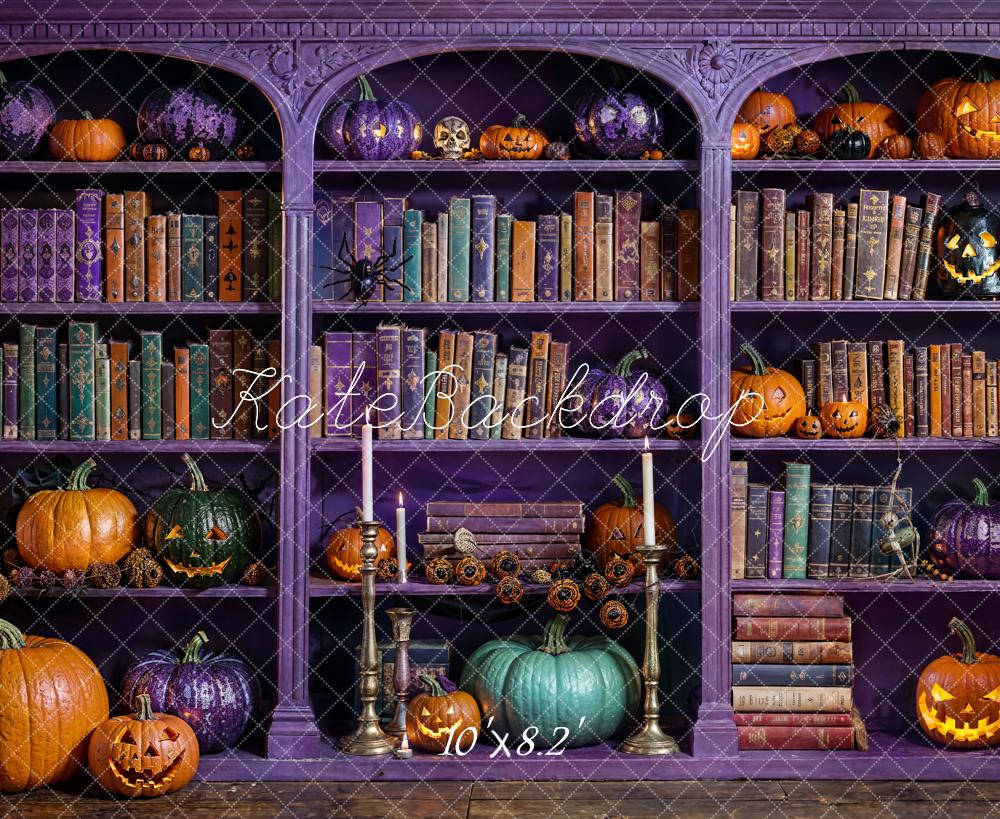 Kate Halloween Magic Purple Bookcase Backdrop Designed by Emetselch - Kate Backdrop AU
