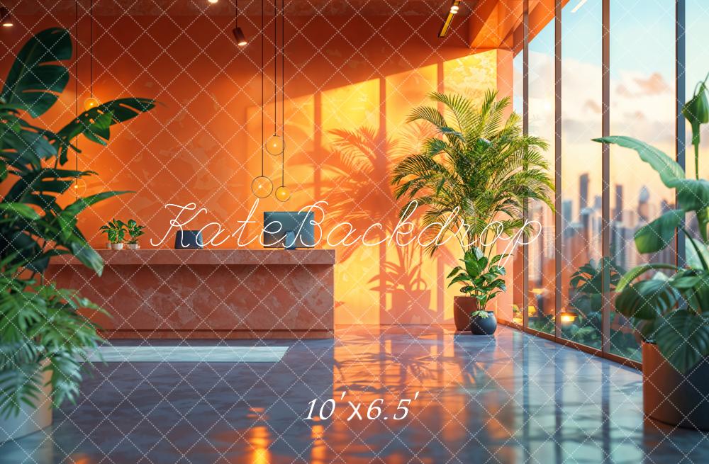 Kate Office Orange Backdrop Walls Floor-to-ceiling Window Designed by Emetselch - Kate Backdrop AU