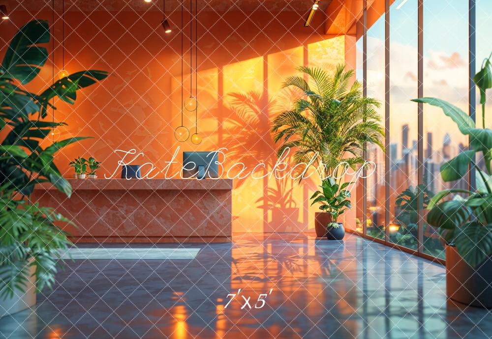 Kate Office Orange Backdrop Walls Floor-to-ceiling Window Designed by Emetselch - Kate Backdrop AU