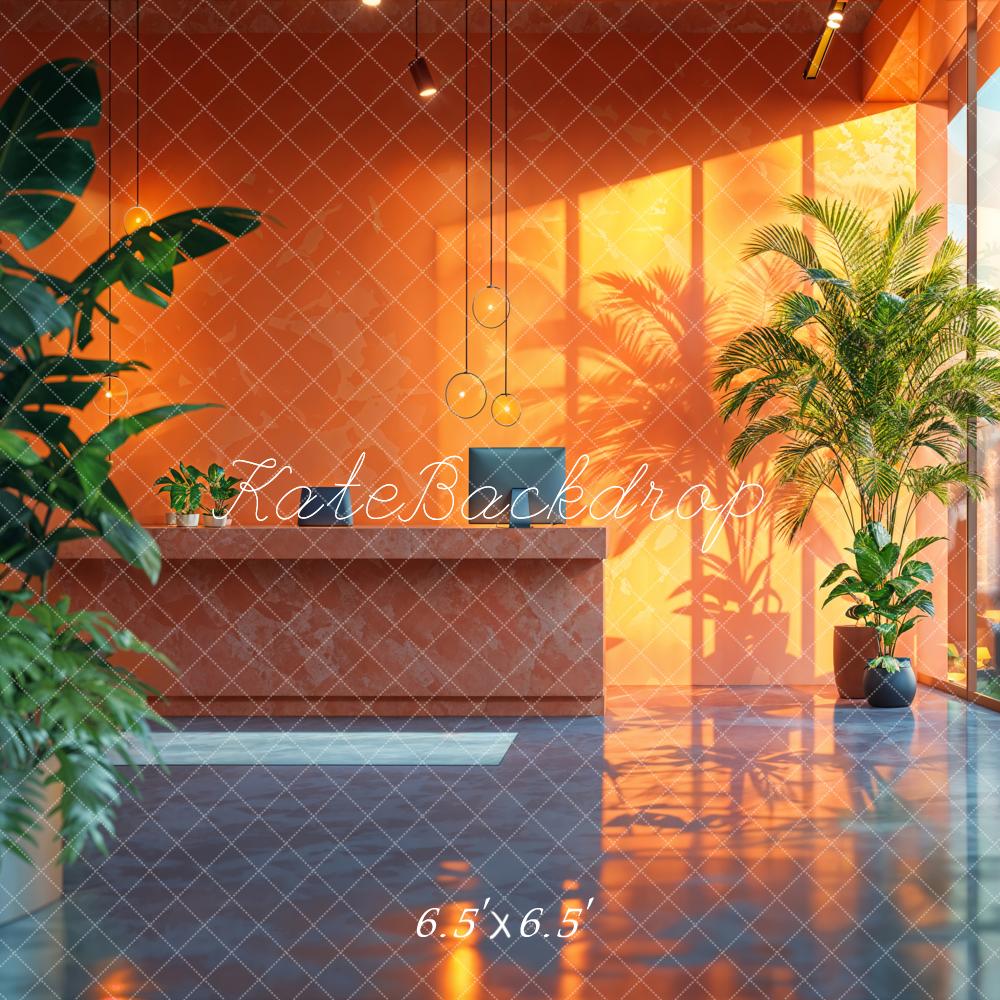 Kate Office Orange Backdrop Walls Floor-to-ceiling Window Designed by Emetselch - Kate Backdrop AU