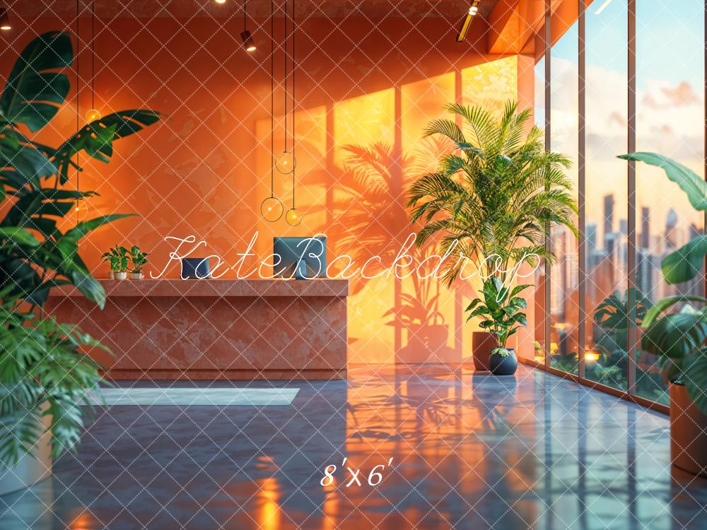 Kate Office Orange Backdrop Walls Floor-to-ceiling Window Designed by Emetselch - Kate Backdrop AU