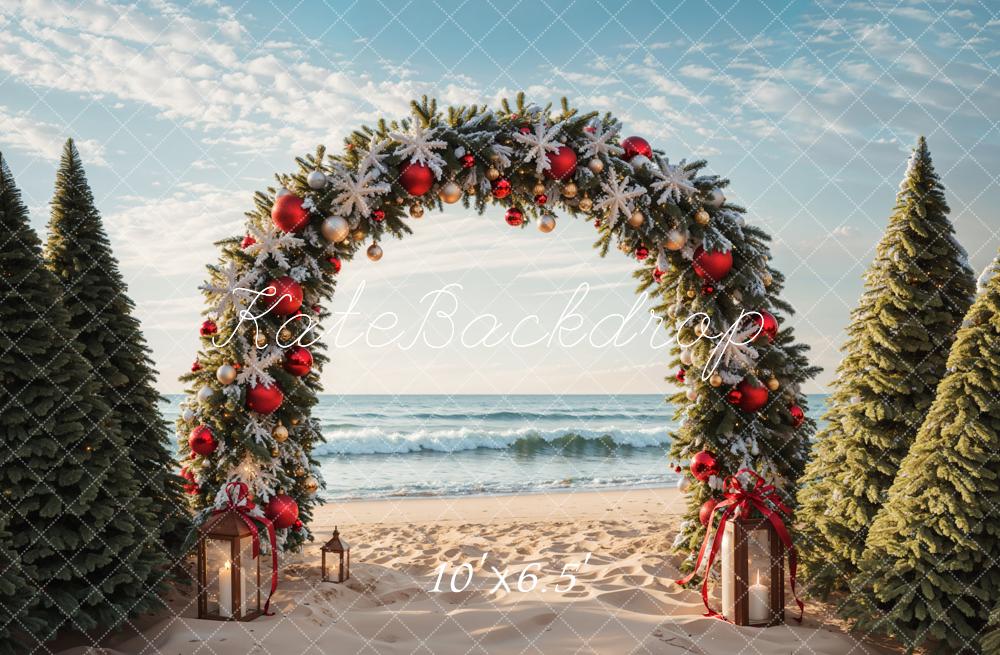 Kate Christmas Tree Arch Beach Backdrop Designed by Emetselch - Kate Backdrop AU