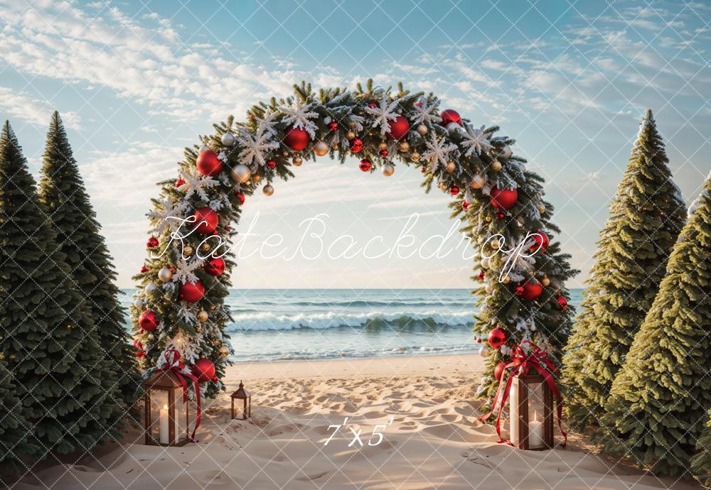 Kate Christmas Tree Arch Beach Backdrop Designed by Emetselch - Kate Backdrop AU