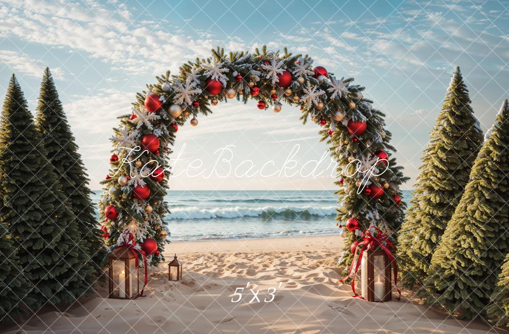 Kate Christmas Tree Arch Beach Backdrop Designed by Emetselch - Kate Backdrop AU
