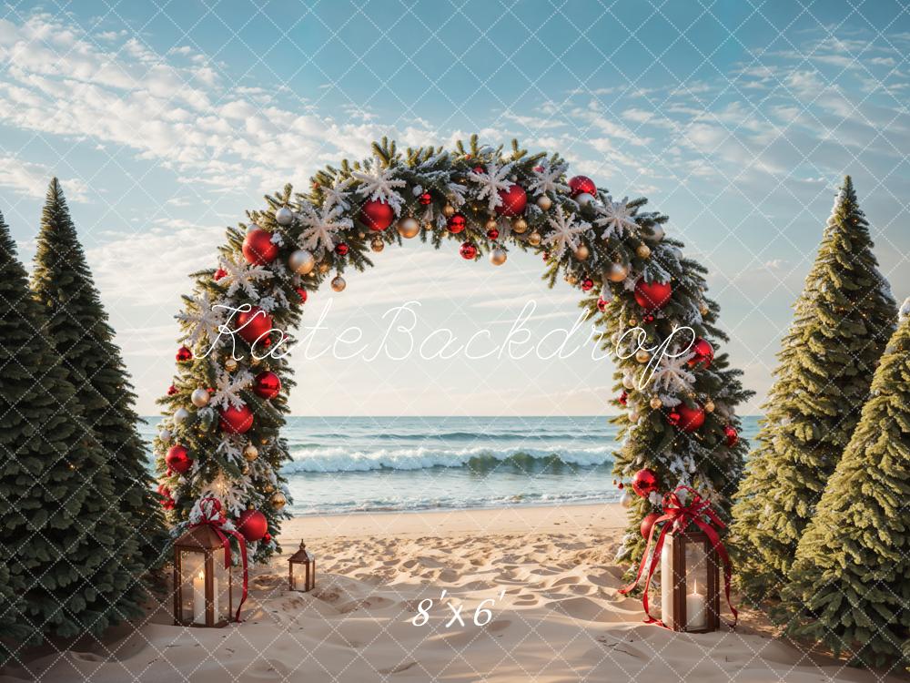 Kate Christmas Tree Arch Beach Backdrop Designed by Emetselch - Kate Backdrop AU