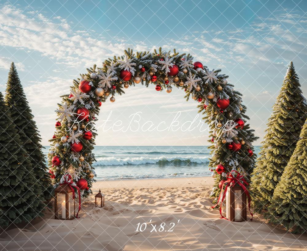 Kate Christmas Tree Arch Beach Backdrop Designed by Emetselch - Kate Backdrop AU