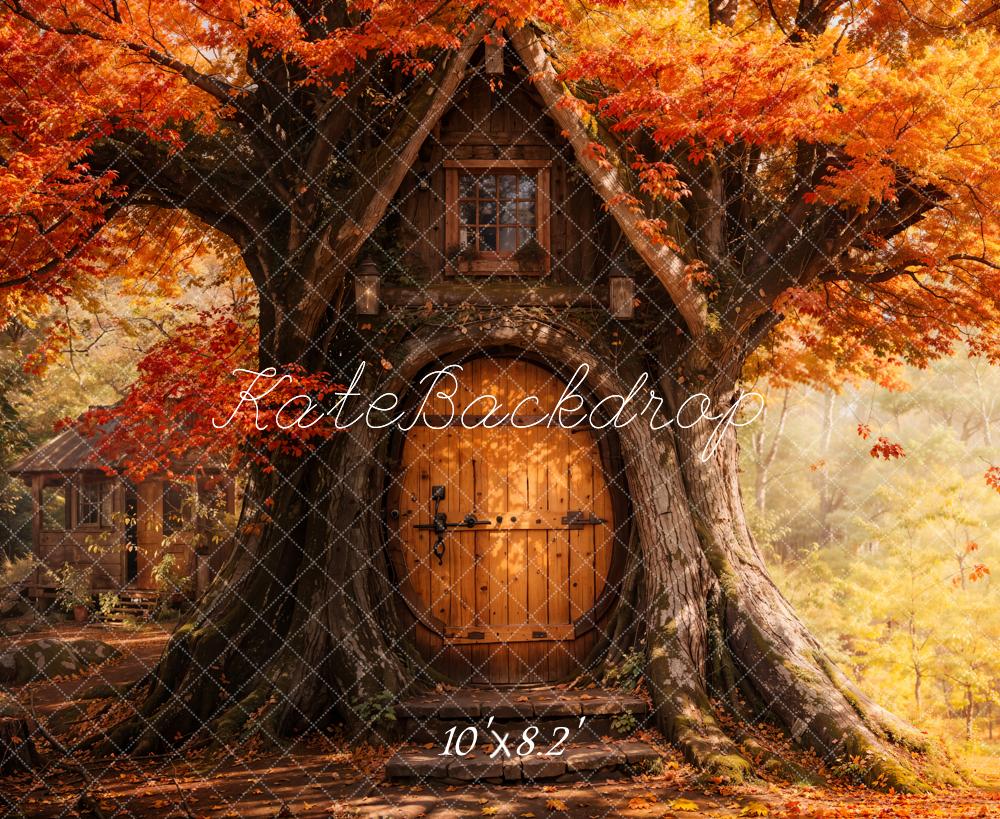 Kate Fall Maple Leaves Treehouse Forest Backdrop Designed by Emetselch - Kate Backdrop AU