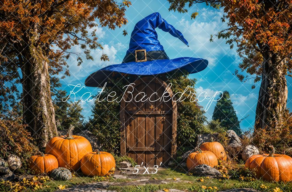 Kate Halloween Hat Pumpkin Door Backdrop Designed by Emetselch - Kate Backdrop AU