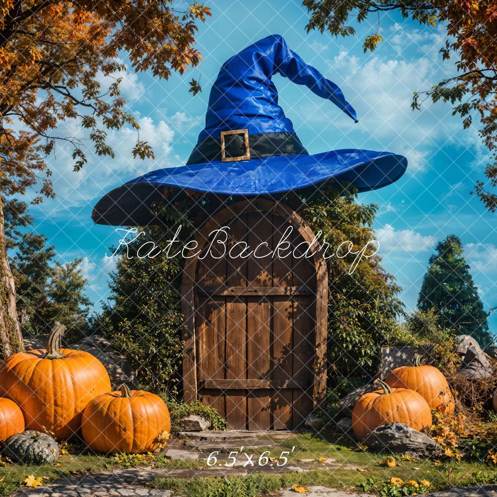 Kate Halloween Hat Pumpkin Door Backdrop Designed by Emetselch - Kate Backdrop AU