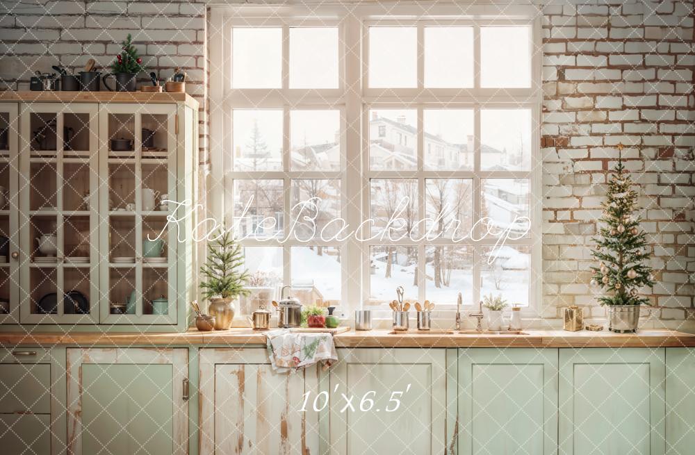 Kate Christmas Kitchen Cabinet Window Backdrop Designed by Emetselch - Kate Backdrop AU
