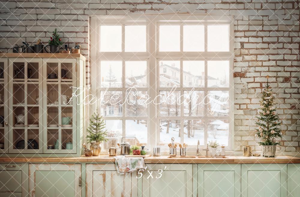 Kate Christmas Kitchen Cabinet Window Backdrop Designed by Emetselch - Kate Backdrop AU
