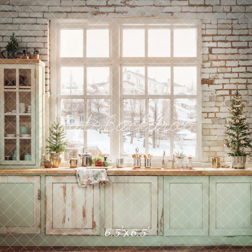 Kate Christmas Kitchen Cabinet Window Backdrop Designed by Emetselch - Kate Backdrop AU