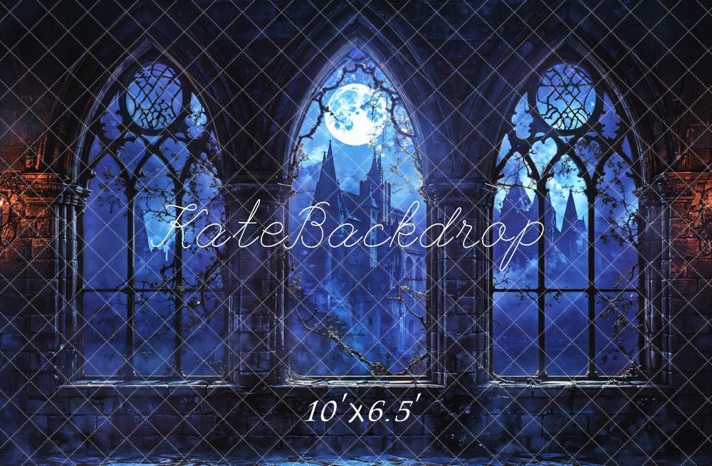 Kate Halloween Vintage Castle Midnight Backdrop Designed by Emetselch - Kate Backdrop AU