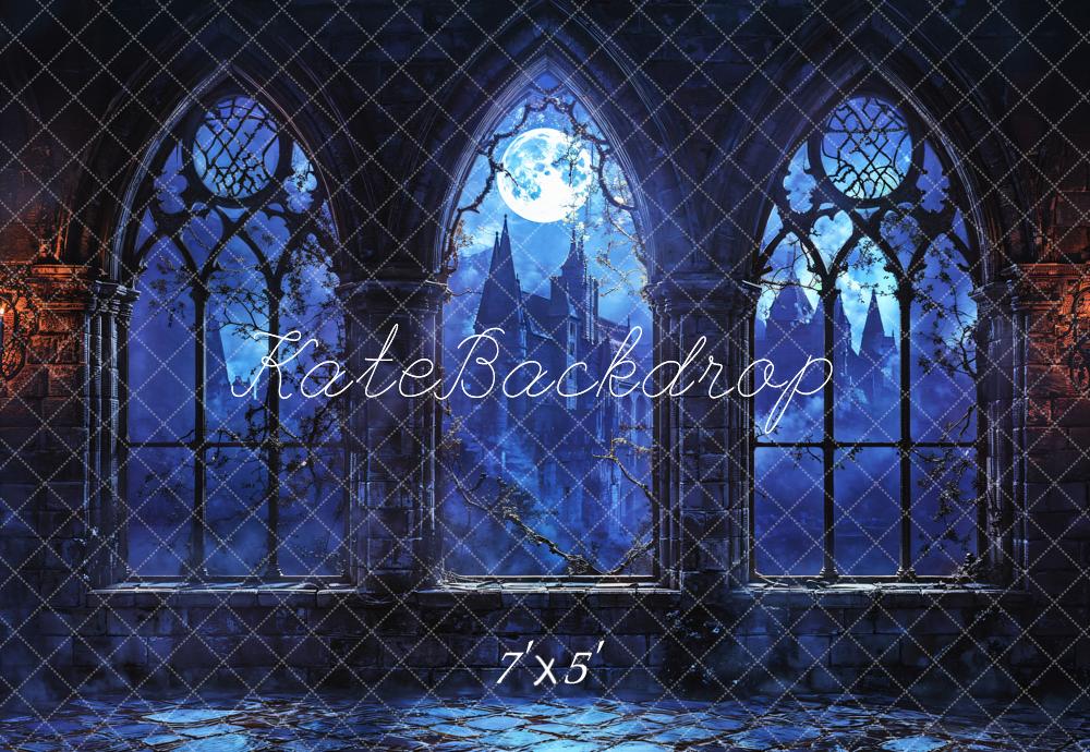 Kate Halloween Vintage Castle Midnight Backdrop Designed by Emetselch - Kate Backdrop AU