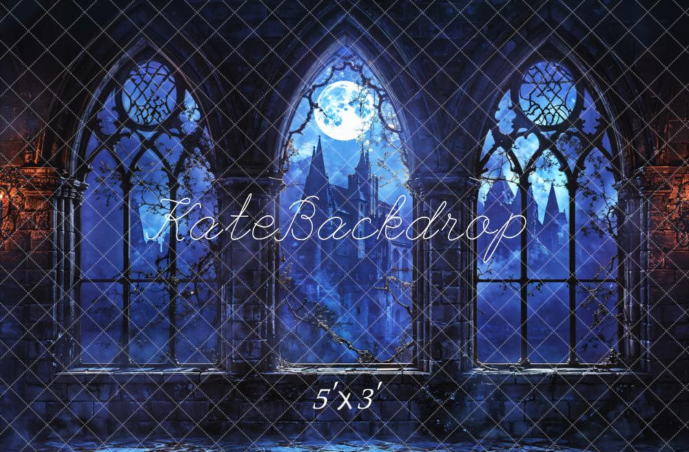 Kate Halloween Vintage Castle Midnight Backdrop Designed by Emetselch - Kate Backdrop AU