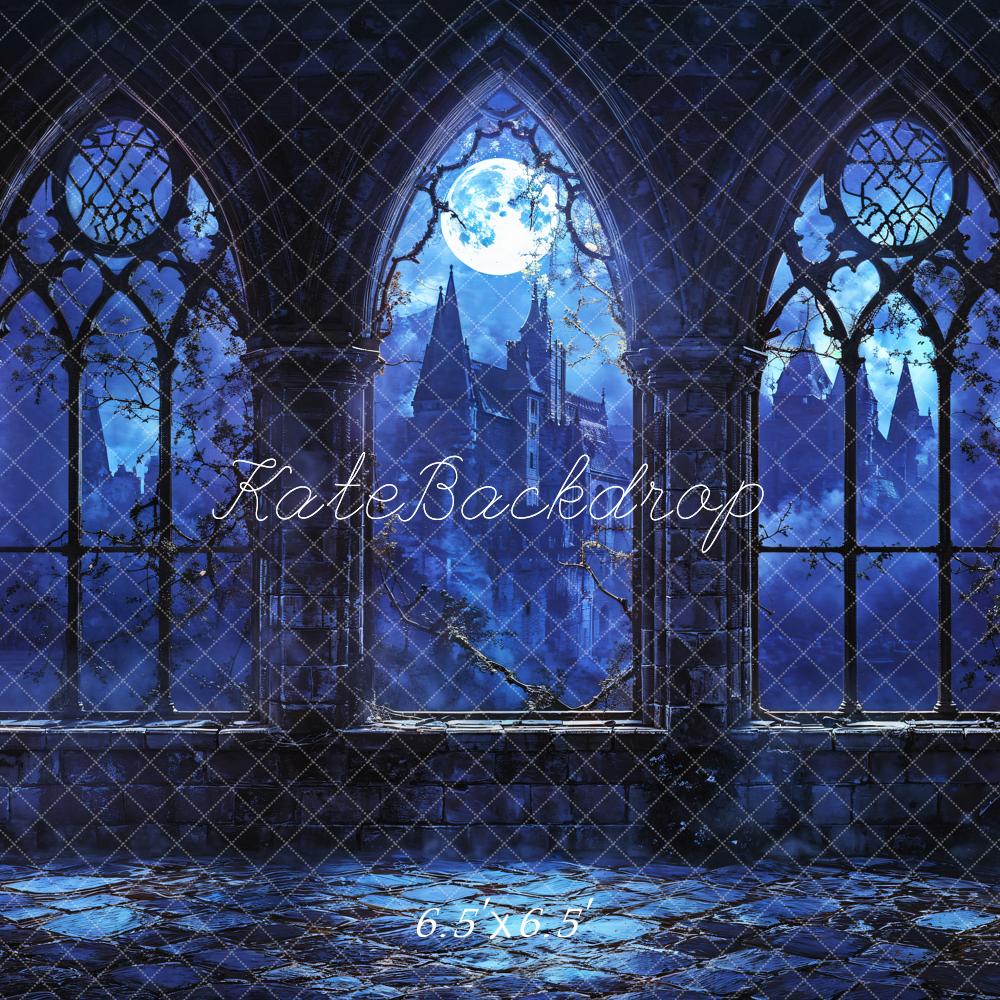 Kate Halloween Vintage Castle Midnight Backdrop Designed by Emetselch - Kate Backdrop AU