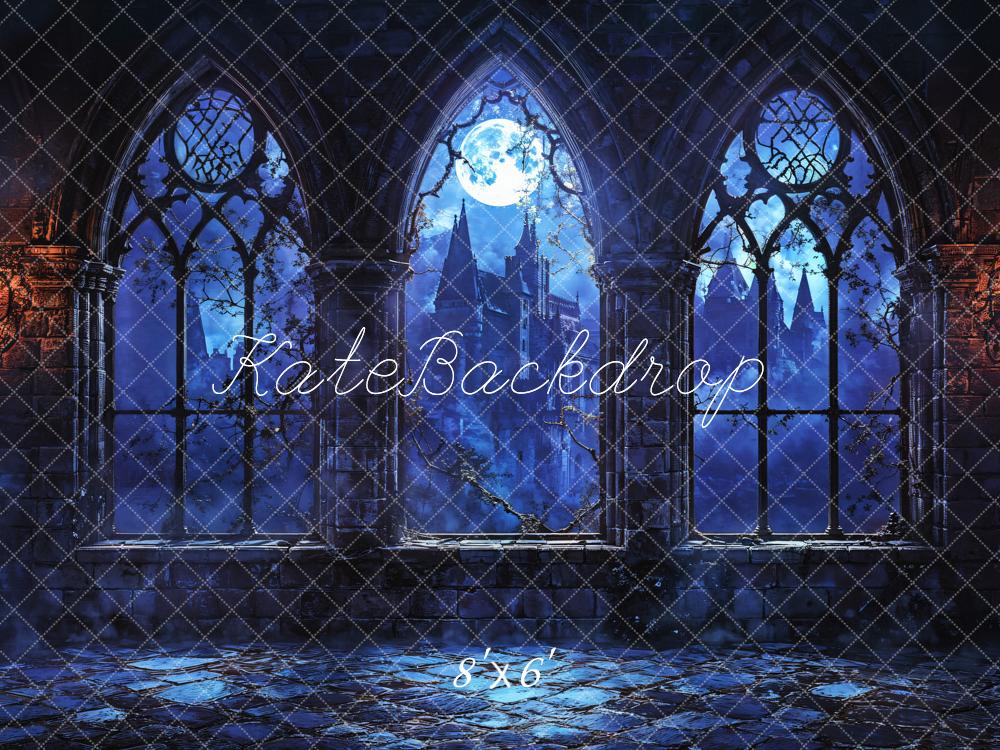 Kate Halloween Vintage Castle Midnight Backdrop Designed by Emetselch - Kate Backdrop AU