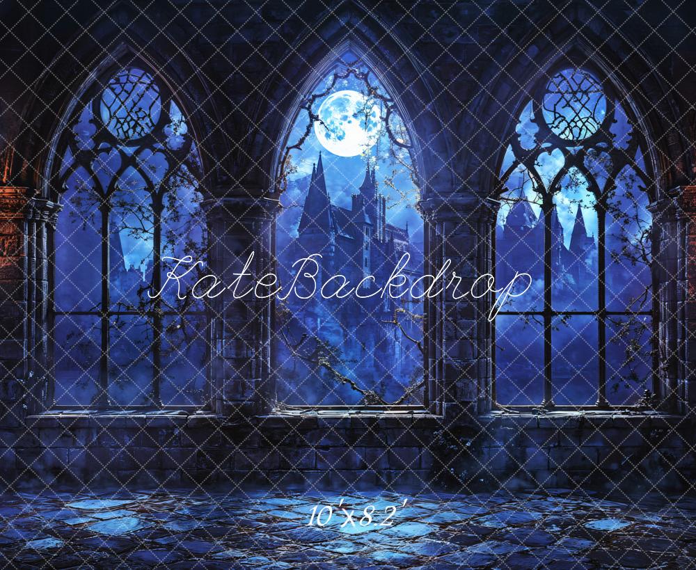 Kate Halloween Vintage Castle Midnight Backdrop Designed by Emetselch - Kate Backdrop AU