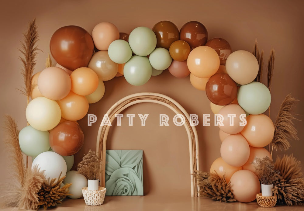 Kate Cake Smash Boho Balloon Arch Backdrop Designed by Patty Robert - Kate Backdrop AU