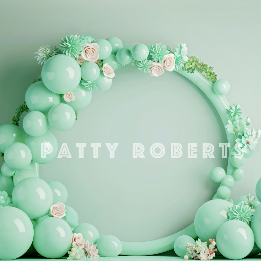 Kate Mint Green Balloon Arch Backdrop Designed by Patty Robert - Kate Backdrop AU