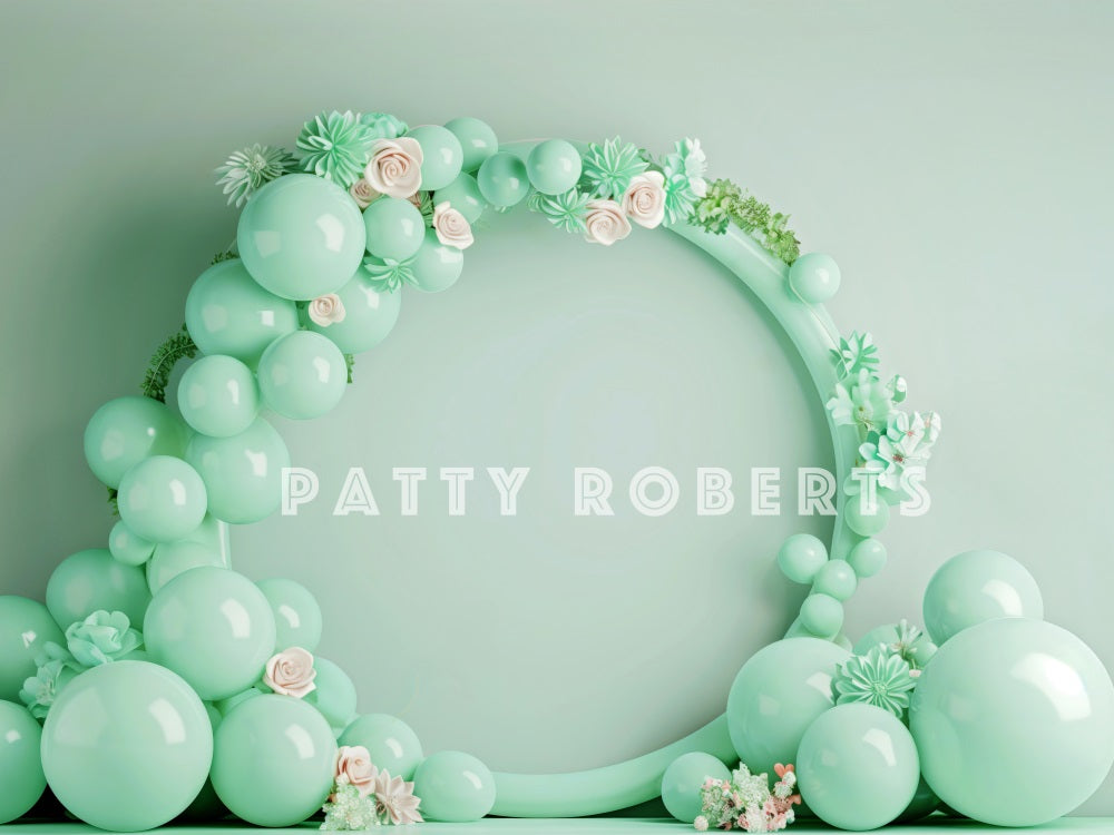 Kate Mint Green Balloon Arch Backdrop Designed by Patty Robert - Kate Backdrop AU