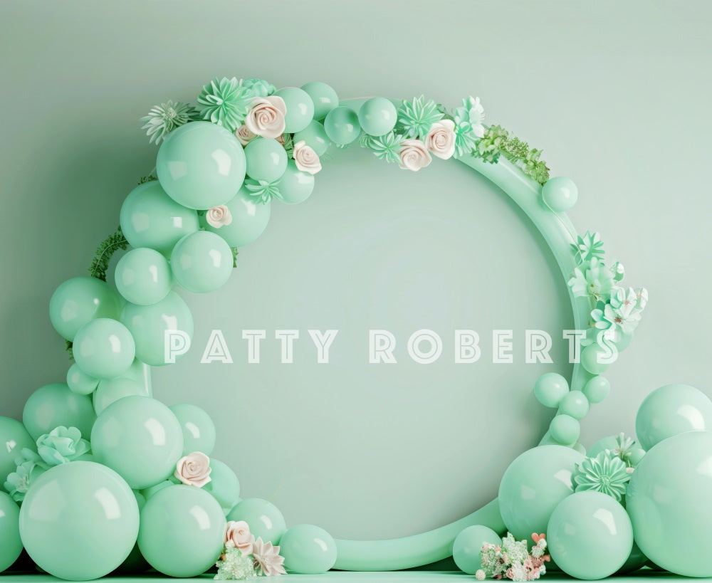Kate Mint Green Balloon Arch Backdrop Designed by Patty Robert - Kate Backdrop AU
