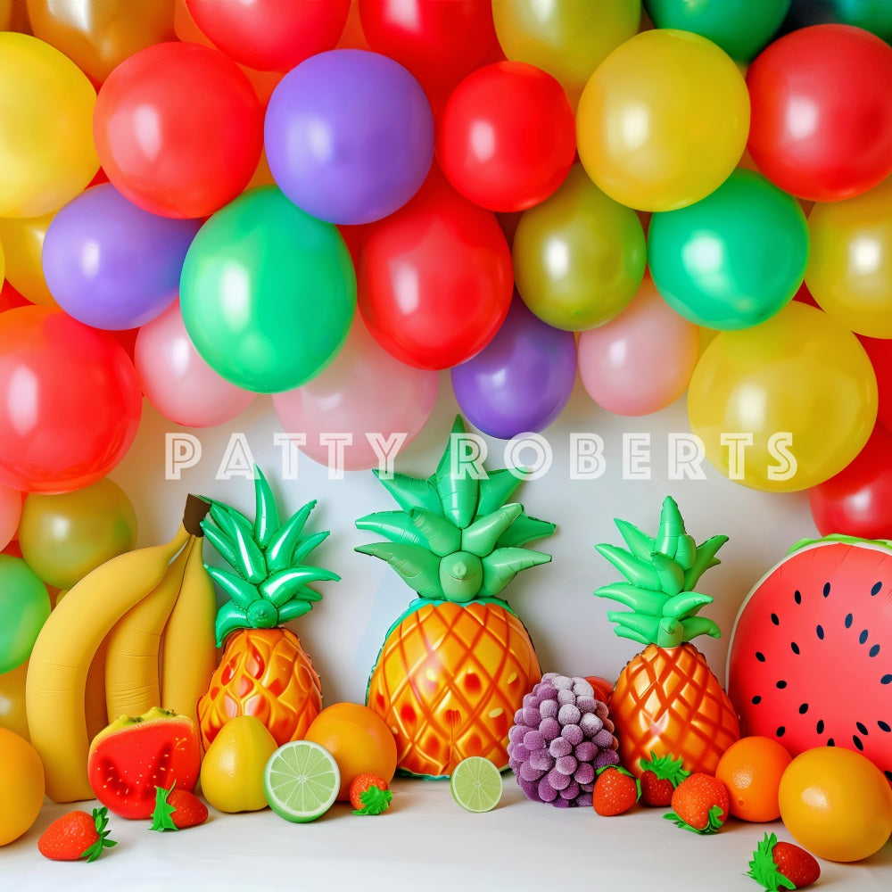 Kate Summer Fruits Balloons Arch Backdrop Designed by Patty Robert - Kate Backdrop AU
