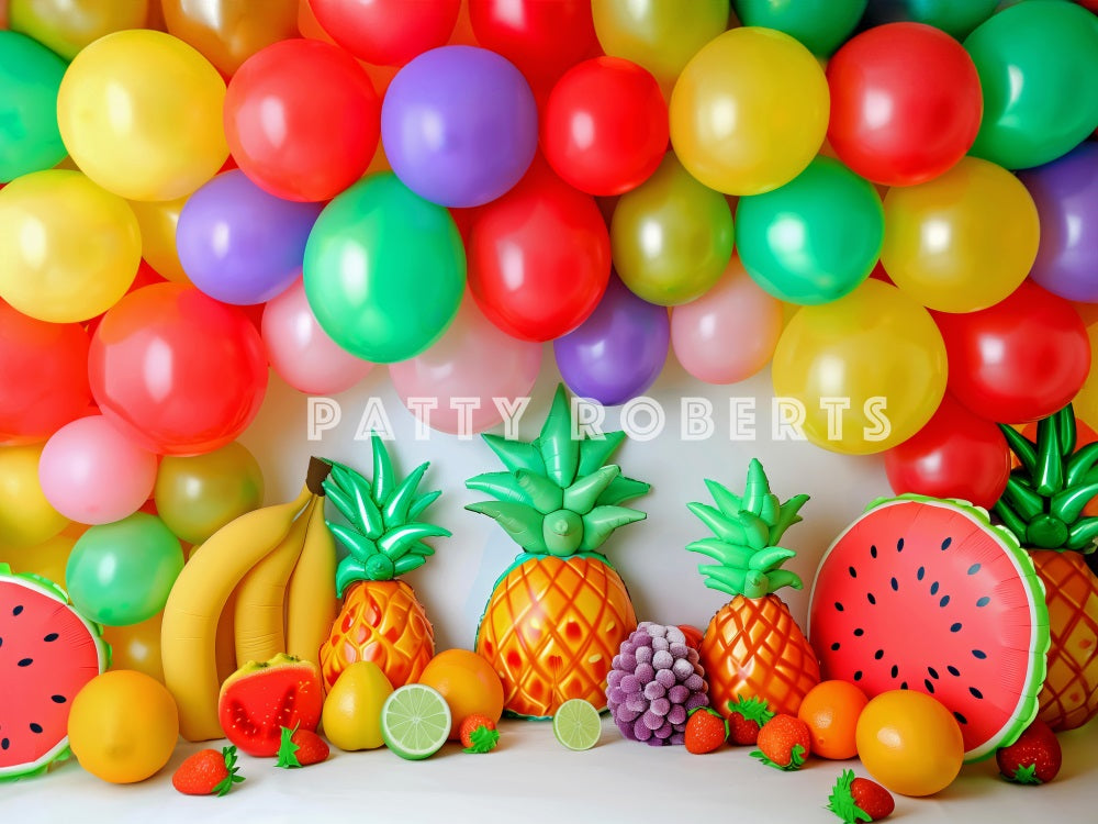 Kate Summer Fruits Balloons Arch Backdrop Designed by Patty Robert - Kate Backdrop AU