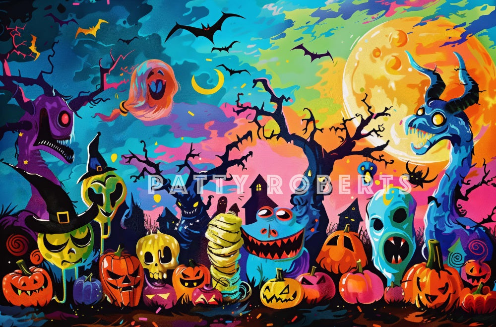 Kate Halloween Monsters Graffiti Backdrop Designed by Patty Robert - Kate Backdrop AU