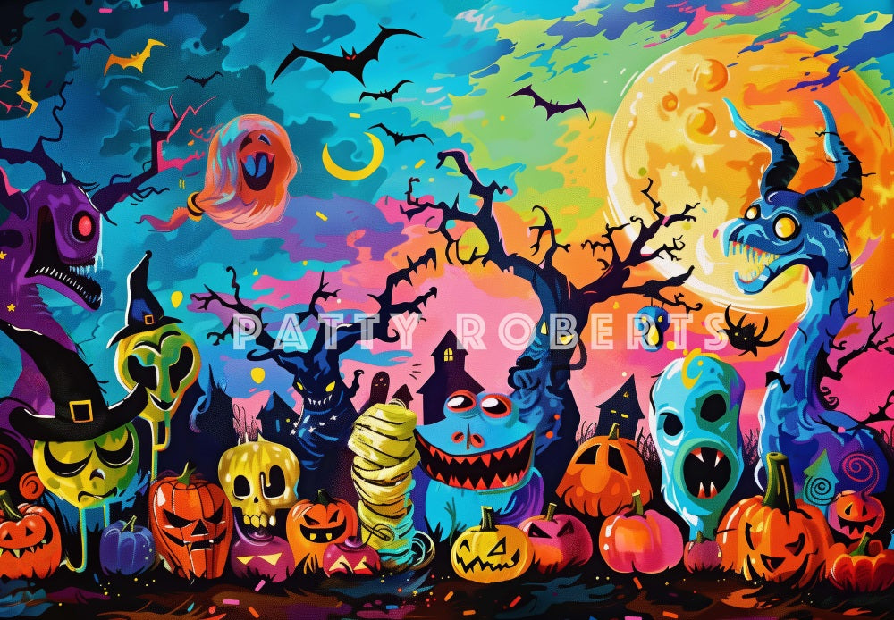 Kate Halloween Monsters Graffiti Backdrop Designed by Patty Robert - Kate Backdrop AU