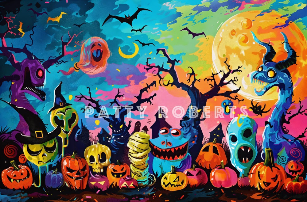 Kate Halloween Monsters Graffiti Backdrop Designed by Patty Robert - Kate Backdrop AU