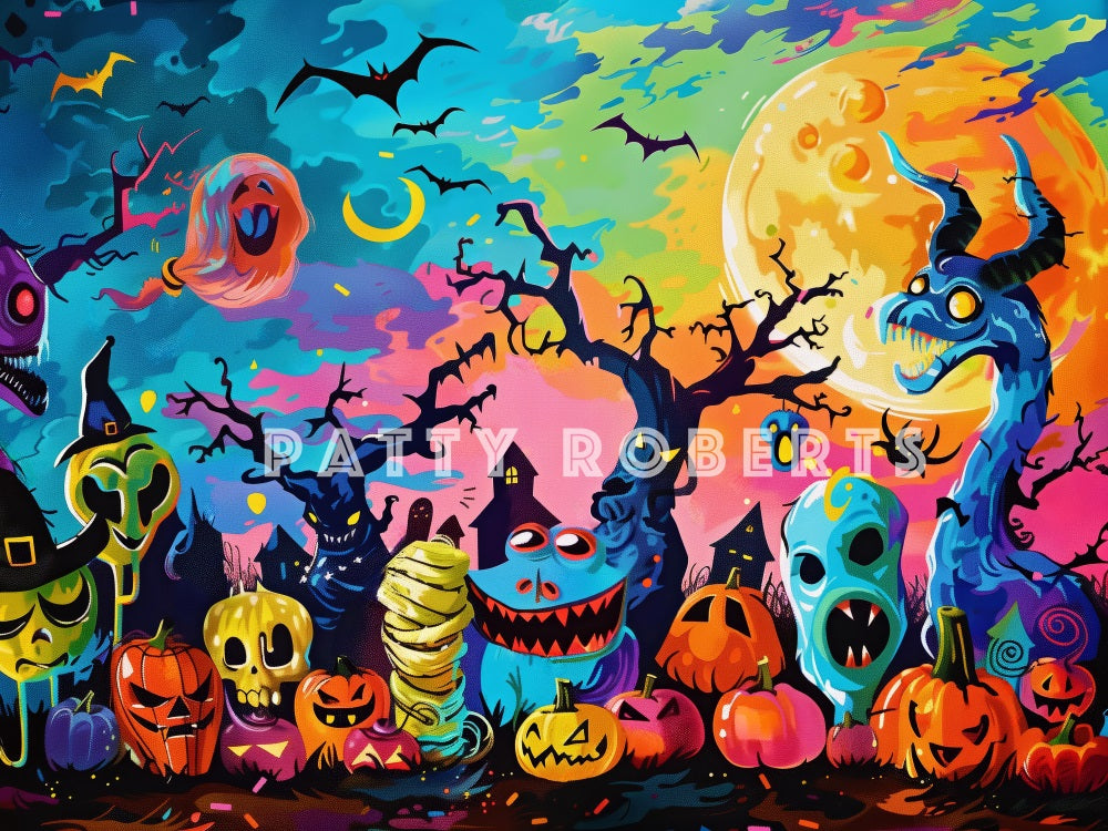 Kate Halloween Monsters Graffiti Backdrop Designed by Patty Robert - Kate Backdrop AU