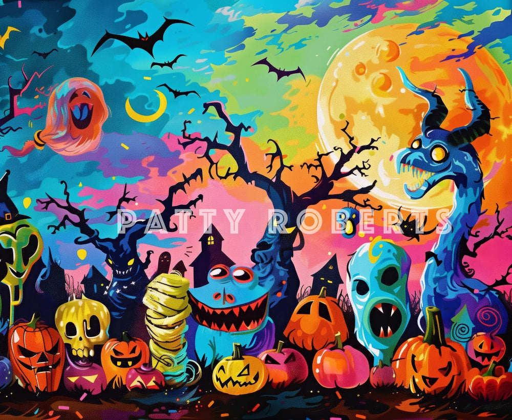 Kate Halloween Monsters Graffiti Backdrop Designed by Patty Robert - Kate Backdrop AU