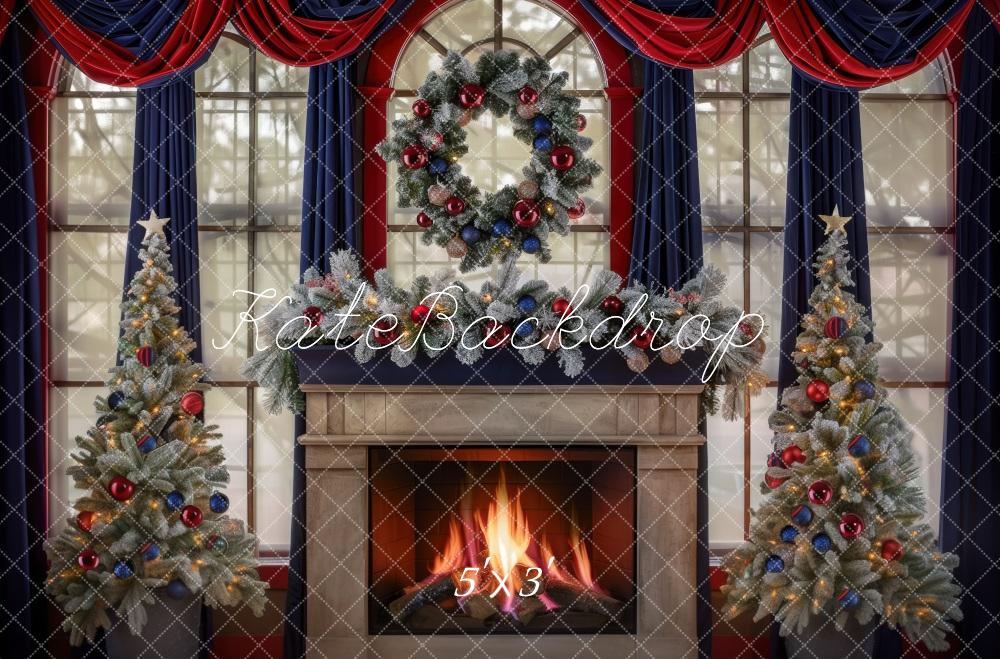 Kate Navy Red Christmas Backdrop Designed by Mini MakeBelieve - Kate Backdrop AU