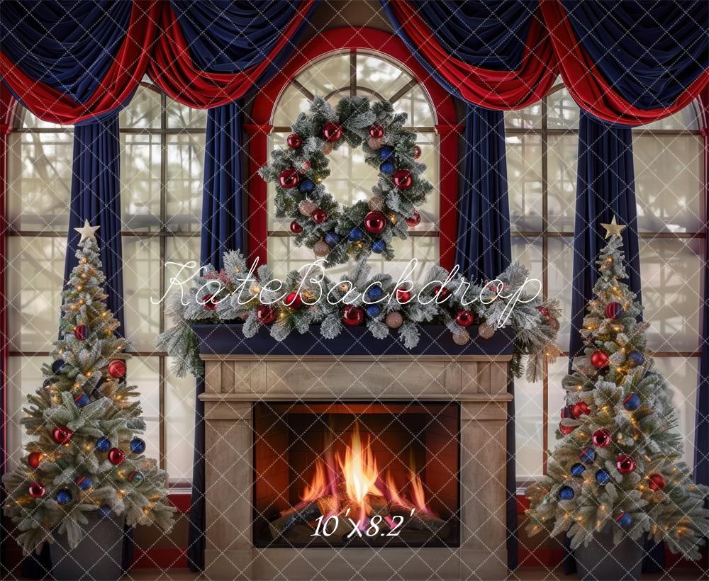 Kate Navy Red Christmas Backdrop Designed by Mini MakeBelieve - Kate Backdrop AU