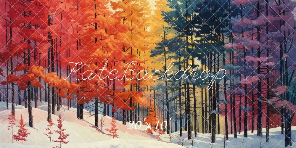 Kate Rainbow Pine Forest Autumn Backdrop Designed by Megan Leigh Photography - Kate Backdrop AU