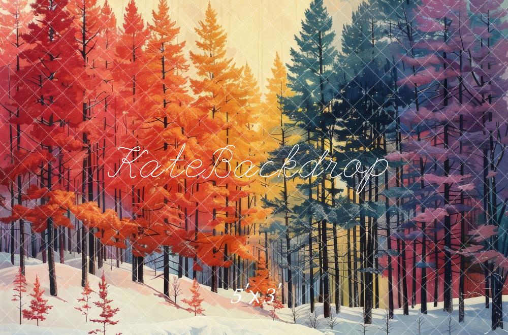 Kate Rainbow Pine Forest Autumn Backdrop Designed by Megan Leigh Photography - Kate Backdrop AU