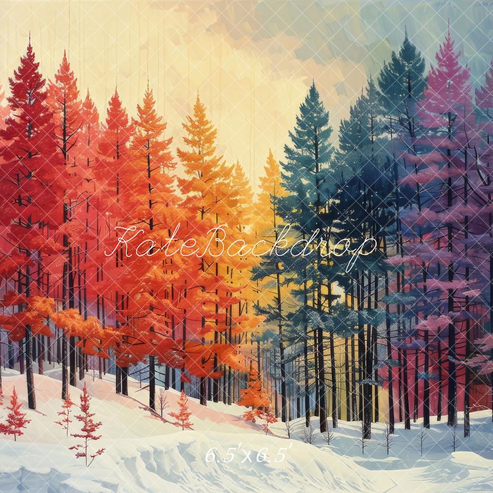 Kate Rainbow Pine Forest Autumn Backdrop Designed by Megan Leigh Photography - Kate Backdrop AU