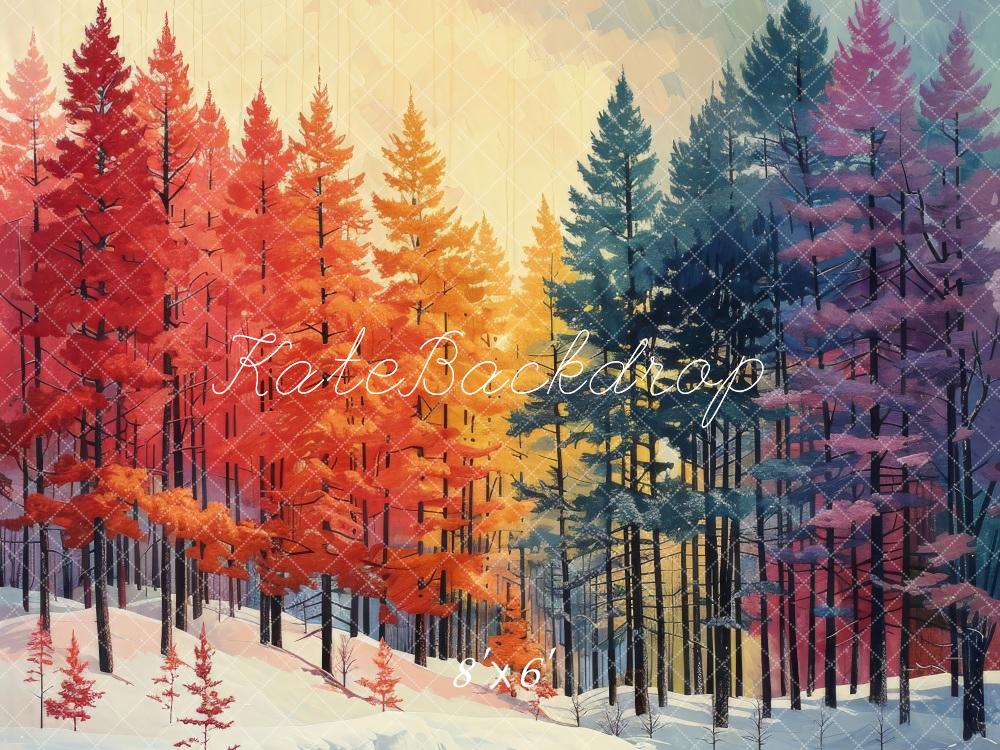 Kate Rainbow Pine Forest Autumn Backdrop Designed by Megan Leigh Photography - Kate Backdrop AU