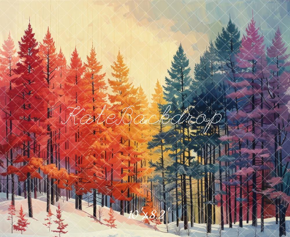 Kate Rainbow Pine Forest Autumn Backdrop Designed by Megan Leigh Photography - Kate Backdrop AU