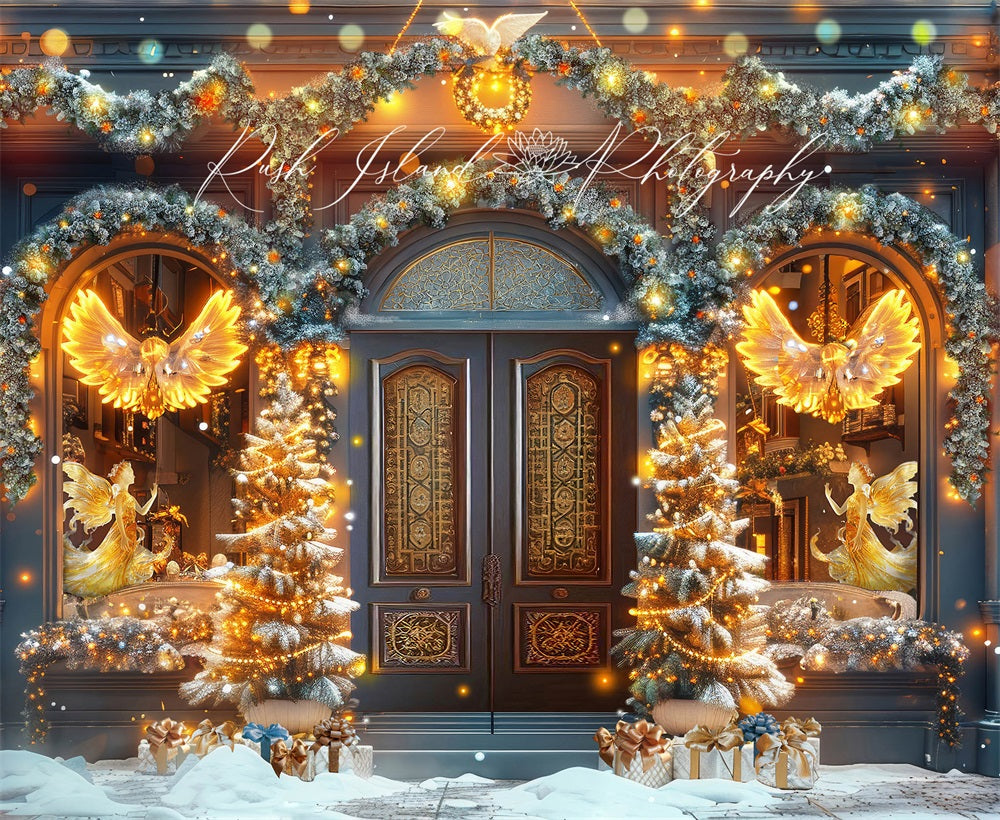 Kate Golden Angels Christmas Shop Backdrop Designed by Laura Bybee - Kate Backdrop AU