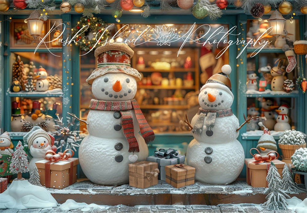 Kate Happy Snowman Shop Backdrop Winter Christmas Designed by Laura Bybee - Kate Backdrop AU