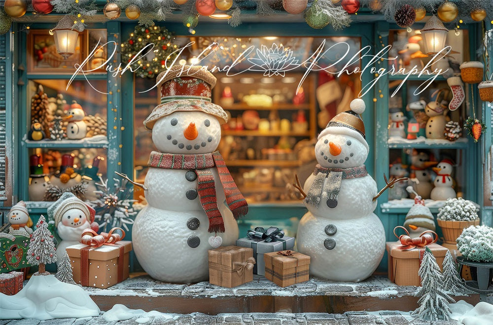 Kate Happy Snowman Shop Backdrop Winter Christmas Designed by Laura Bybee - Kate Backdrop AU