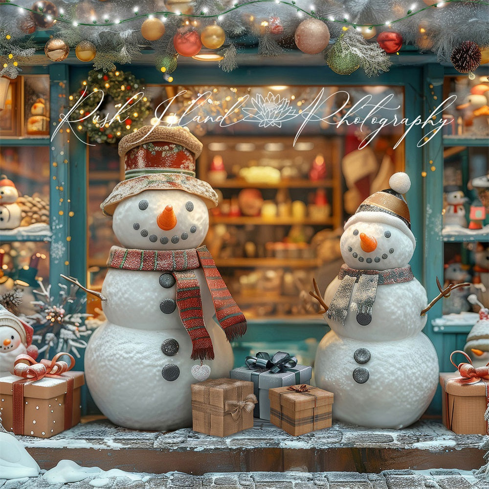 Kate Happy Snowman Shop Backdrop Winter Christmas Designed by Laura Bybee - Kate Backdrop AU