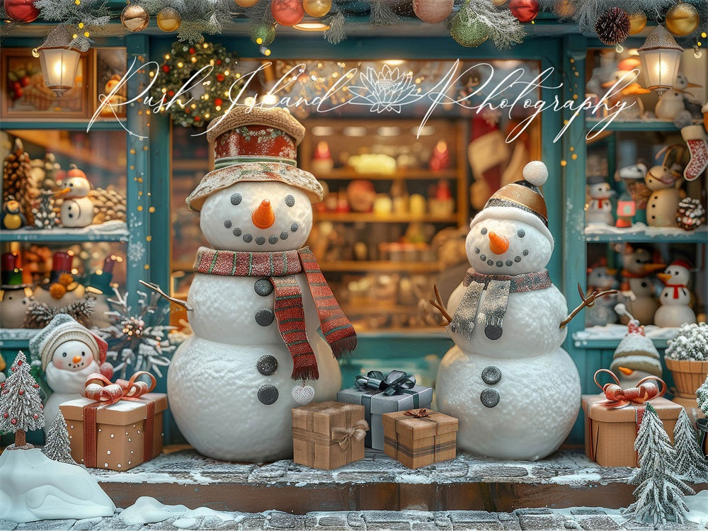 Kate Happy Snowman Shop Backdrop Winter Christmas Designed by Laura Bybee - Kate Backdrop AU